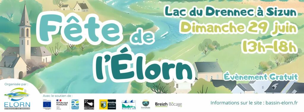 Bandeau Fête de l'Élorn Dimanche 29 Juin 2025 de 13h à 18h au Lac du Drennec à Sizun